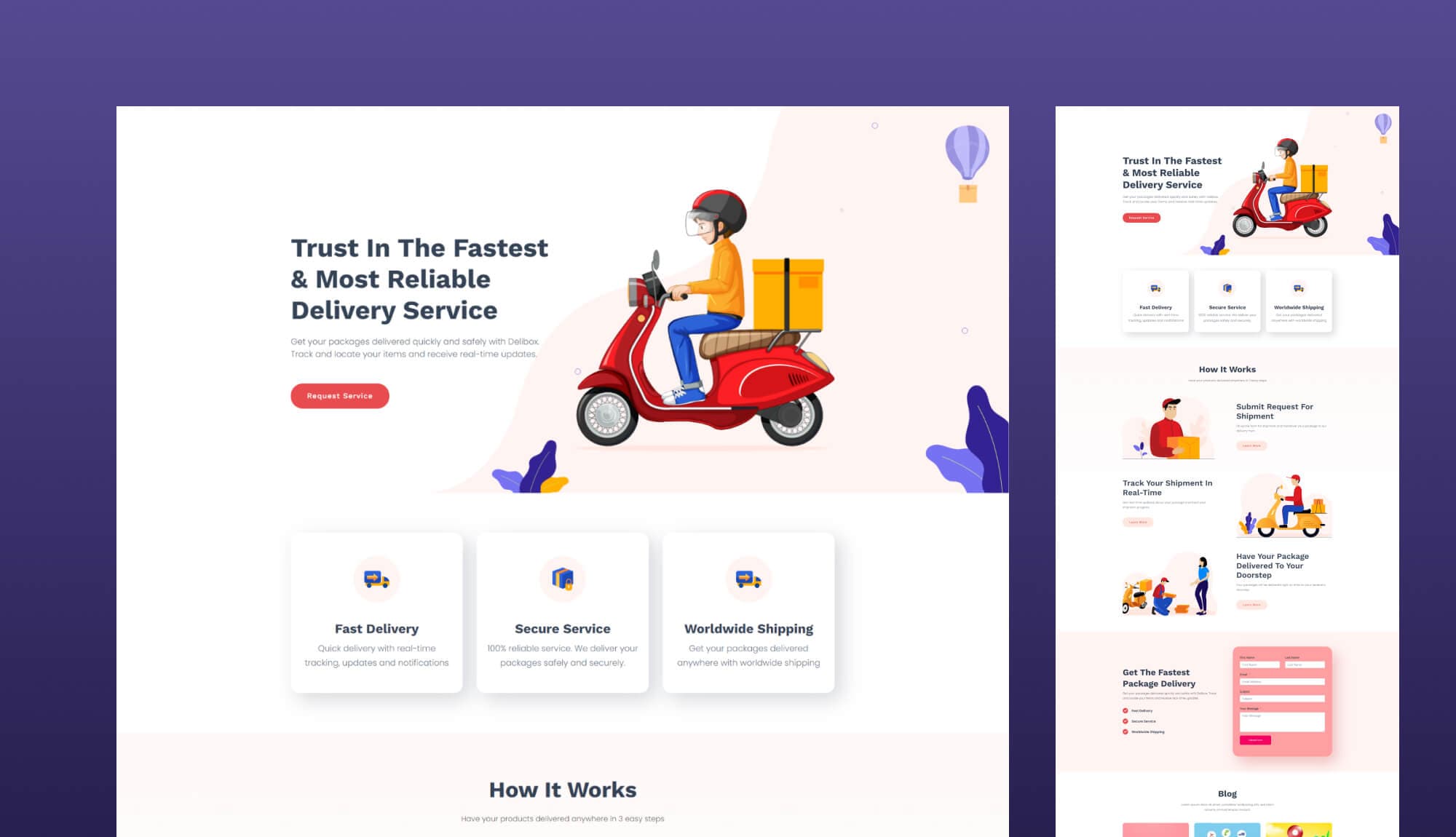 Delibox - Courier Service Template For Gutenberg Banner