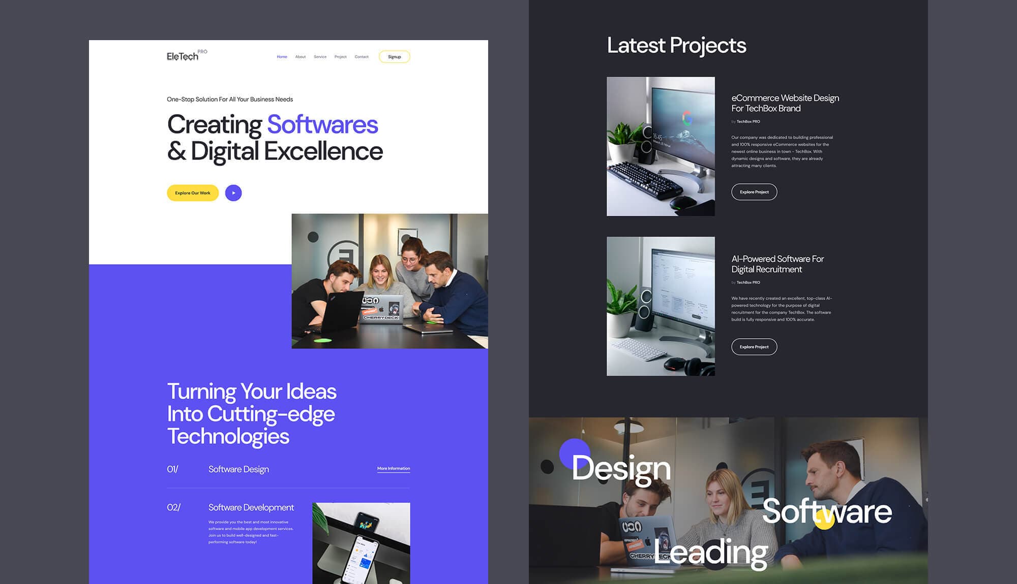 EleTech - Software Company Website Template Banner