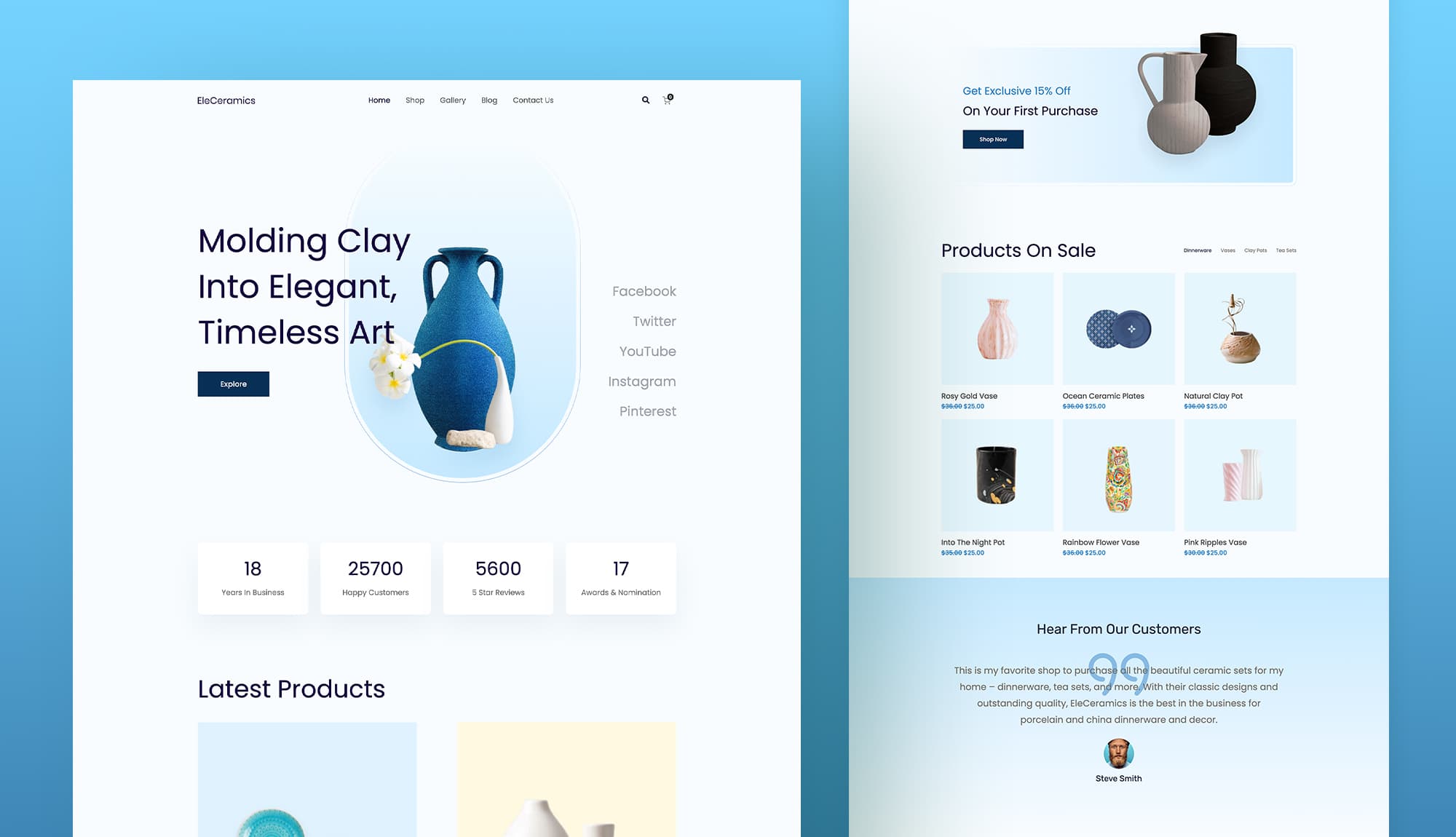 EleCeramics - Ceramic Website Template For Gutenberg Banner