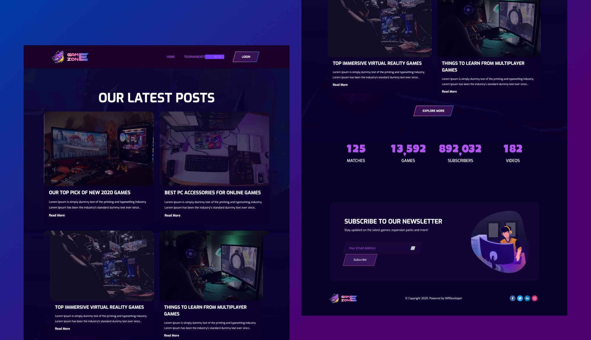 GameZone Gaming Website Template For Gutenberg Blog Page For